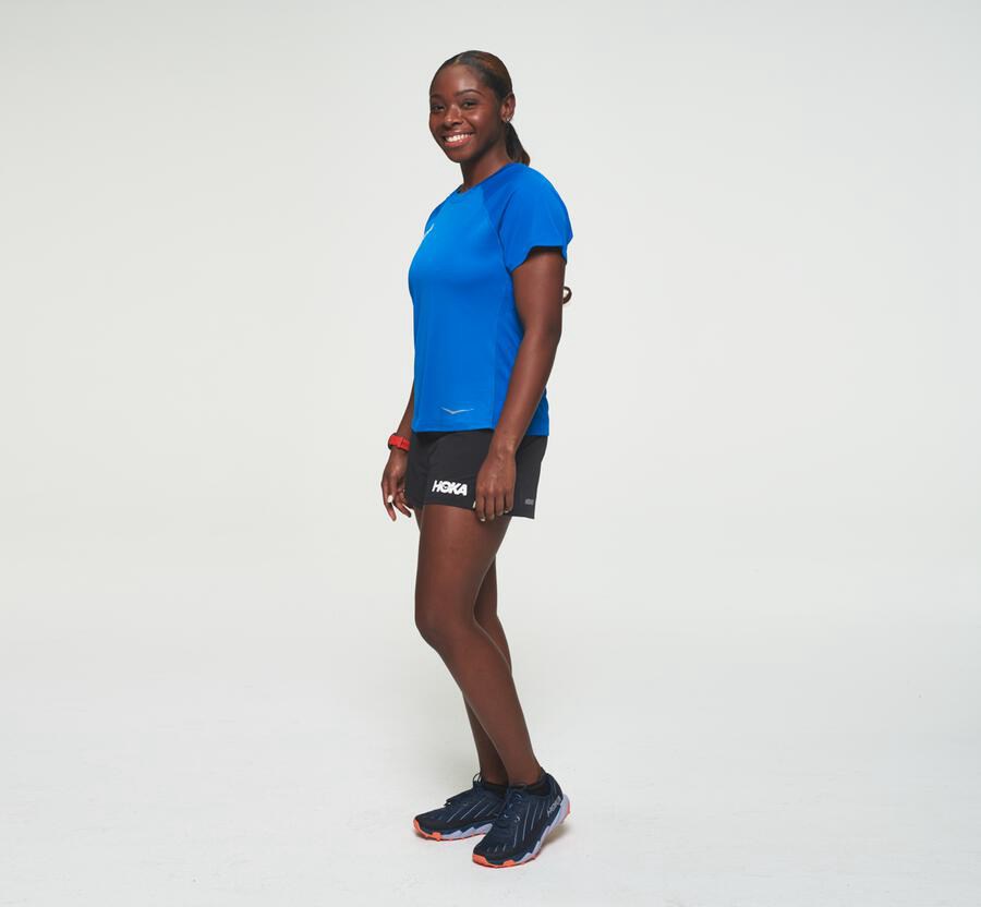 Tops Womens - Hoka One One Performance Short Sleeve - Blue - XMHZDYG-72